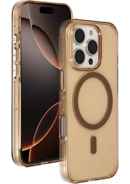 Joko iPhone 16 Pro Max Gleam Pc Sert Magsafe Kılıf - Şeffaf-Gold