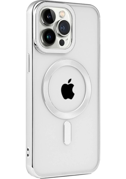 Newface iPhone 15 Pro Max Kılıf Kronos Magsafe Kapak - Gümüş