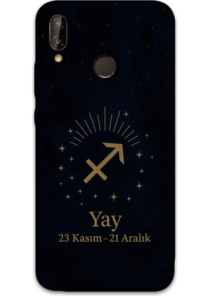 Huawei P20 Lite Uyumlu Yay Burcu Desenli Telefon Kılıfı + Ekran Koruyucu - 5776