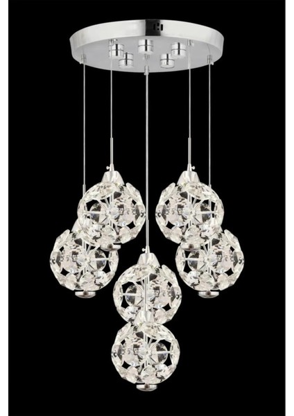 Istanbul Avize Dali 6'lı Gümüş Kumandalı 3 Renk Ledli Modern LED Avize