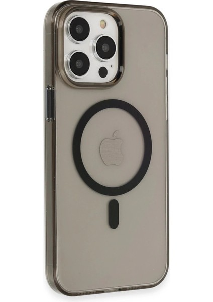Newface iPhone 13 Pro Max Kılıf Tron Şeffaf Magsafe Kapak - Siyah