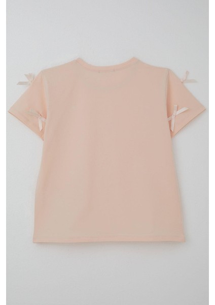 Kız Çocuk Tişört Fiyonk Aksesuar Detaylı 9-14 Yaş, Pudra fiyatları