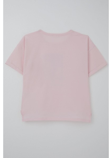 Kız Çocuk Tişört Taş Aksesuarlı Çiçek Baskılı 9-16 Yaş, Pembe fiyatları