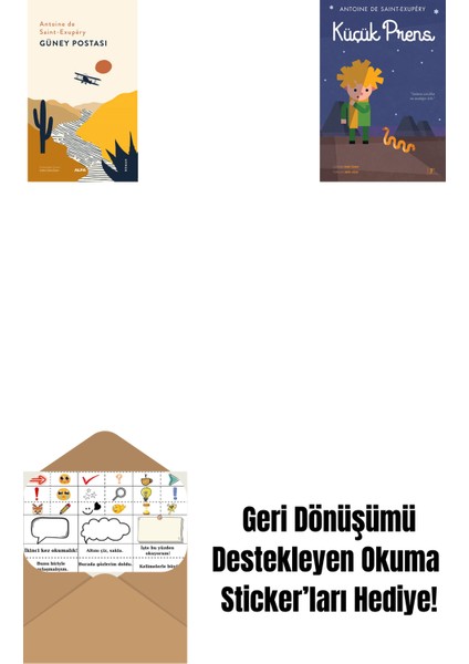 Güney Postası + Küçük Prens (Ciltli) - Büyük Boy + Okuma Sticker'ları