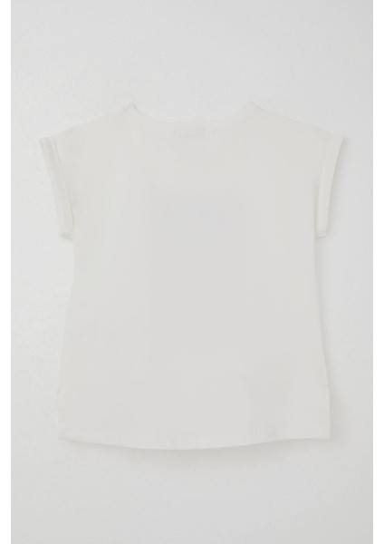 Kız Çocuk Tişört Sevgi Temalı Kalp Fiyonk Baskılı 10-16 Yaş, Ekru fiyatları