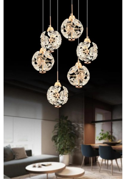 Istanbul Avize Dali 6'lı Gold Kumandalı 3 Renk Ledli Modern LED Avize modelleri