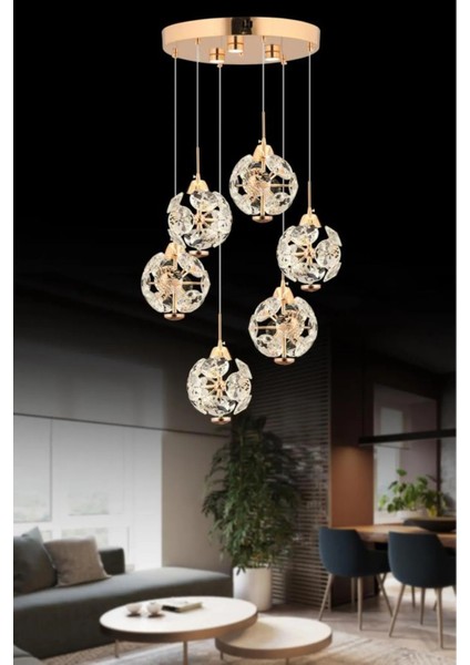 Istanbul Avize Dali 6'lı Gold Kumandalı 3 Renk Ledli Modern LED Avize