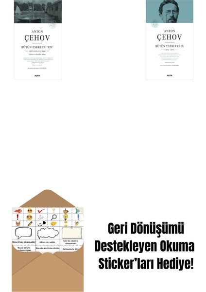 Anton Çehov Bütün Eserleri 14 + Anton Çehov Bütün Eserleri 9 (Ciltli) + Okuma Sticker'ları