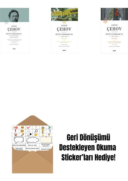 Anton Çehov Bütün Eserleri 14 (Ciltli) + Anton Çehov Bütün Eserleri 12 + Anton Çehov Bütün Eserleri 11 + Okuma Sticker'ları