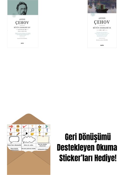 Anton Çehov Bütün Eserleri 14 (Ciltli) + Anton Çehov Bütün Eserleri 9 + Okuma Sticker'ları