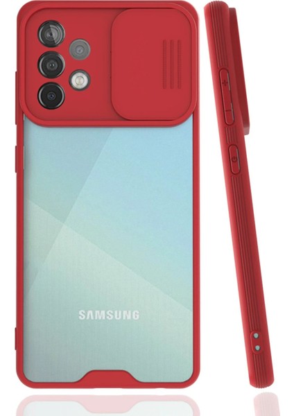 Newface Samsung Galaxy A72 Kılıf Platin Kamera Koruma Silikon - Kırmızı