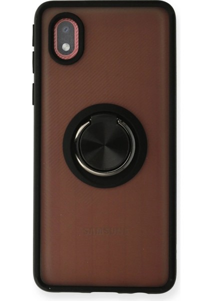 Newface Samsung Galaxy A01 Core Kılıf Montreal Yüzüklü Silikon Kapak - Siyah