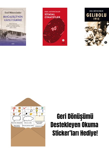 Boğaziçi’nin Gizli Tarihi + Siyasal Cinayetler + Gelibolu 1915 + Okuma Sticker'ları