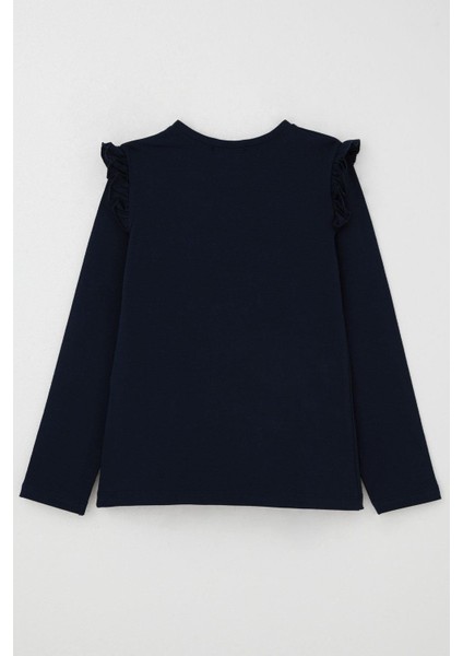 Kız Çocuk Uzun Kollu Tişört Işıltılı Taş Işleme Detaylı 4-10 Yaş, Lacivert fiyatları