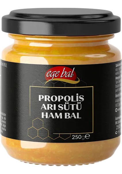 Propolis+Arı Sütü+Ham Bal Karışımı Cam Kavanoz 250 gr