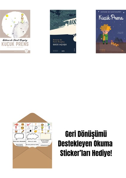 Küçük Prens + Gece Uçuşu + Küçük Prens (Ciltli) - Büyük Boy + Okuma Sticker'ları