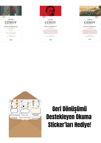 Anton Çehov Bütün Eserleri 11 + Anton Çehov Bütün Eserleri 10 (Ciltli) + Anton Çehov Bütün Eserleri 10 + Okuma Sticker'ları