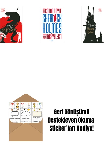 Kayıp Dünya + Sherlock Holmes - Bütün Hikayeler 1 (Ciltli) + Tekinsiz Öyküler + Okuma Sticker'ları