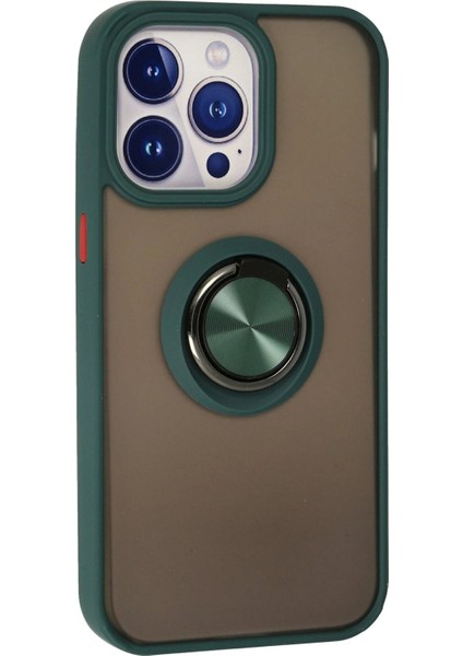 Newface iPhone 15 Pro Kılıf Montreal Yüzüklü Silikon Kapak - Yeşil modelleri