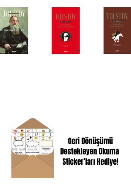 Tolstoy Bütün Eserleri 16 + Tolstoy Bütün Eserleri 15 (Ciltli) + Tolstoy Bütün Eserleri 14 (Ciltli) + Okuma Sticker'ları