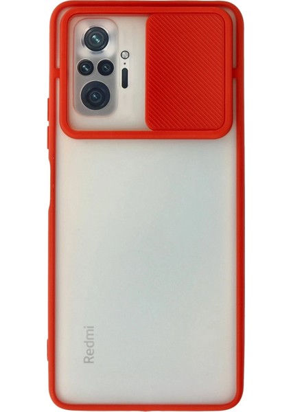 Newface Xiaomi Redmi Note 10 Pro Kılıf Palm Buzlu Kamera Sürgülü Silikon - Kırmızı