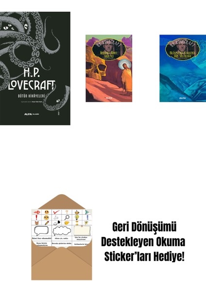 H.p. Lovecraft - Bütün Hikayeleri (Ciltli) + Herbert West: Diriltici + Bilinmeyen Kadath'a Düş Yolculuğu + Okuma Sticker'ları