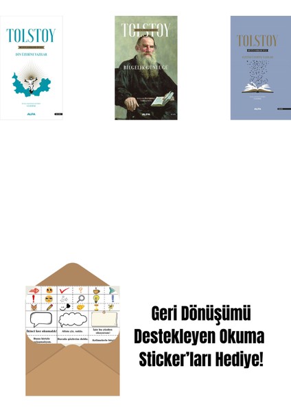 Tolstoy Bütün Eserleri 18 + Tolstoy Bütün Eserleri 16 + Tolstoy Bütün Eserleri 17 (Ciltli) + Okuma Sticker'ları