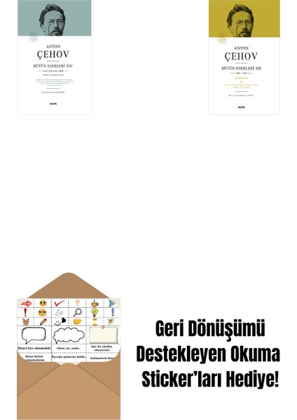 Anton Çehov Bütün Eserleri 14 (Ciltli) + Anton Çehov Bütün Eserleri 12 (Ciltli) + Okuma Sticker'ları