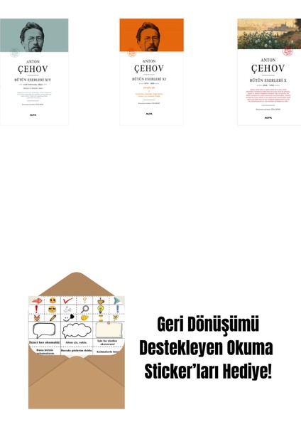 Anton Çehov Bütün Eserleri 14 (Ciltli) + Anton Çehov Bütün Eserleri 11 (Ciltli) + Anton Çehov Bütün Eserleri 10 + Okuma Sticker'ları