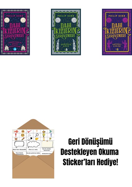 Dahi Ikizlerin Serüvenleri - Cengiz Han’ın Mezar Soyguncuları + Dahi Ikizlerin Serüvenleri - Ormanın Gözü + Dahi Ikizlerin Serüvenleri - Savaşçı Cinler + Okuma Sticker'ları