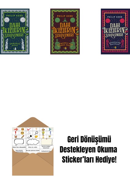 Dahi Ikizlerin Serüvenleri - Ormanın Gözü + Dahi Ikizlerin Serüvenleri - Katmandu'nun Kobra Kralı + Dahi Ikizlerin Serüvenleri - Akhenaten Macerası + Okuma Sticker'ları