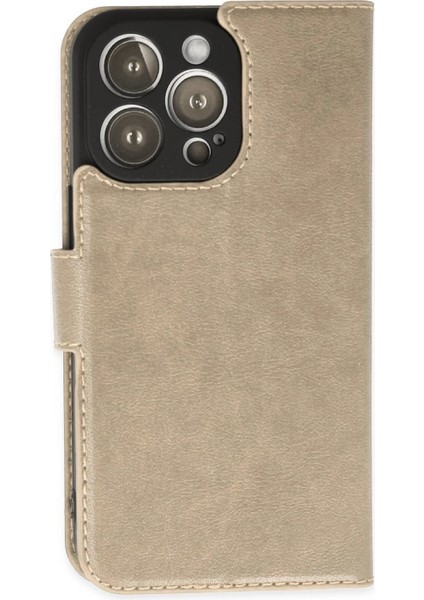 Newface iPhone 14 Pro Max Kılıf Trend S Plus Kapaklı Kılıf - Gold