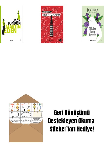 Martin Eden + Cinayet Şirketi + Makaloa Hasırı Üzerinde + Okuma Sticker'ları