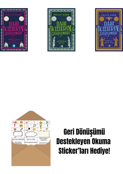 Dahi Ikizlerin Serüvenleri - Cengiz Han’ın Mezar Soyguncuları + Dahi Ikizlerin Serüvenleri - Ormanın Gözü + Dahi Ikizlerin Serüvenleri - Babilli Mavi Cin + Okuma Sticker'ları