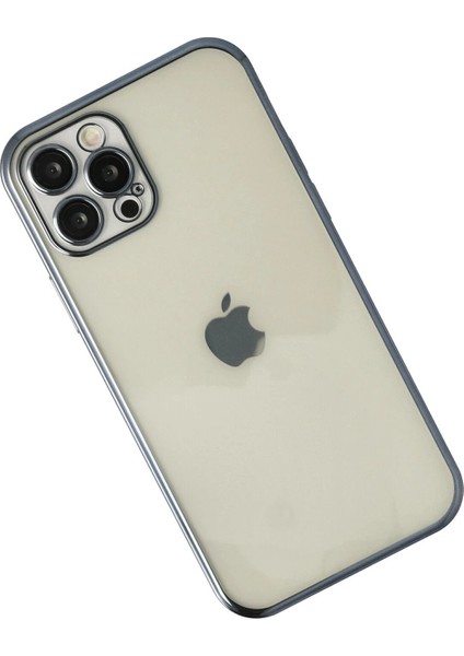 Newface iPhone 12 Pro Max Kılıf Razer Lensli Silikon - Mavi
