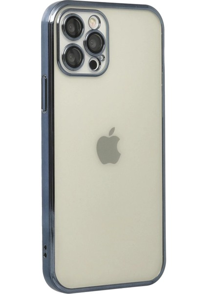 Newface iPhone 12 Pro Max Kılıf Razer Lensli Silikon - Mavi