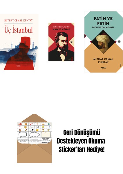 Üç Istanbul + Namık Kemal (Ciltli) + Fatih ve Fetih + Okuma Sticker'ları
