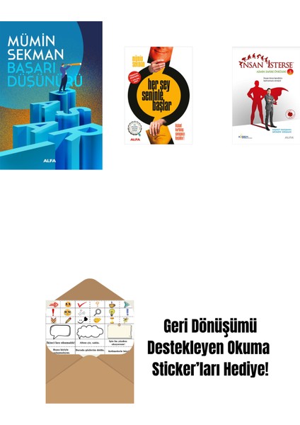 Başarı Düşünürü + Her Şey Seninle Başlar + Insan Isterse - Azmin Zaferi Öyküleri 5 + Okuma Sticker'ları