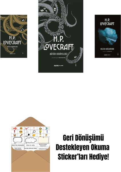 H.p. Lovecraft - Bütün Romanları (Ciltli) + H.p. Lovecraft - Bütün Hikayeleri (Ciltli) + Delilik Dağlarında + Okuma Sticker'ları