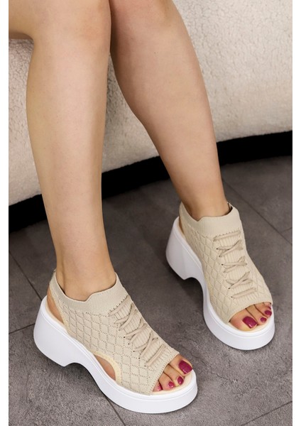 Frm 111 Dolgu Tabanlı Triko Sandalet modelleri