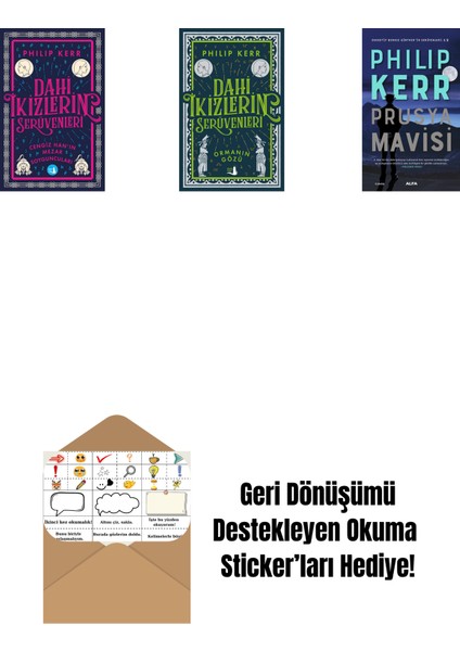 Dahi Ikizlerin Serüvenleri - Cengiz Han’ın Mezar Soyguncuları + Dahi Ikizlerin Serüvenleri - Ormanın Gözü + Prusya Mavisi + Okuma Sticker'ları