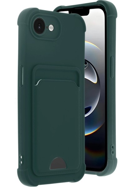 Newface Apple iPhone 16E Kelvin Kartvizitli Silikon - Koyu Yeşil