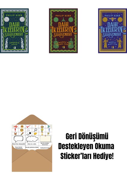Dahi Ikizlerin Serüvenleri - Ormanın Gözü + Dahi Ikizlerin Serüvenleri - Katmandu'nun Kobra Kralı + Dahi Ikizlerin Serüvenleri - Babilli Mavi Cin + Okuma Sticker'ları