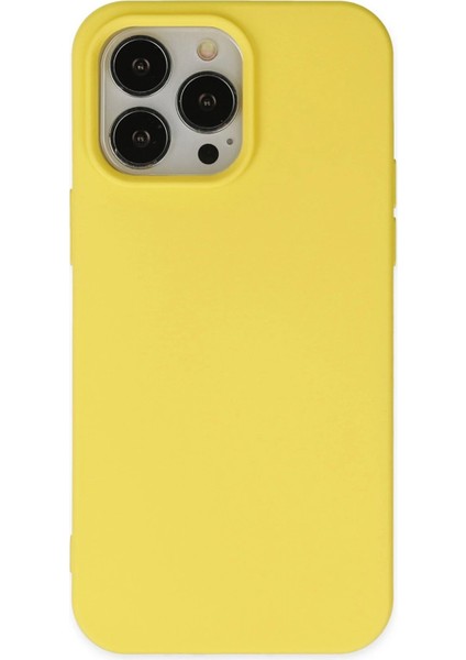 Newface iPhone 14 Pro Kılıf Nano Içi Kadife Silikon - Sarı