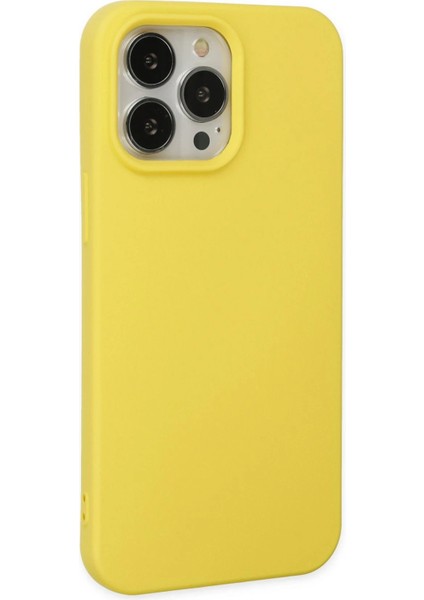 Newface iPhone 14 Pro Kılıf Nano Içi Kadife Silikon - Sarı