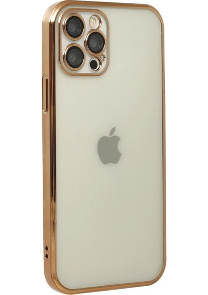 Newface iPhone 12 Pro Max Kılıf Razer Lensli Silikon - Gold