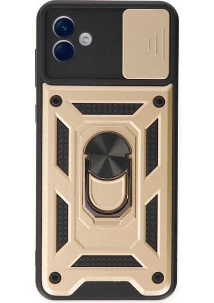 Newface Samsung Galaxy A04 Kılıf Pars Lens Yüzüklü Silikon - Gold