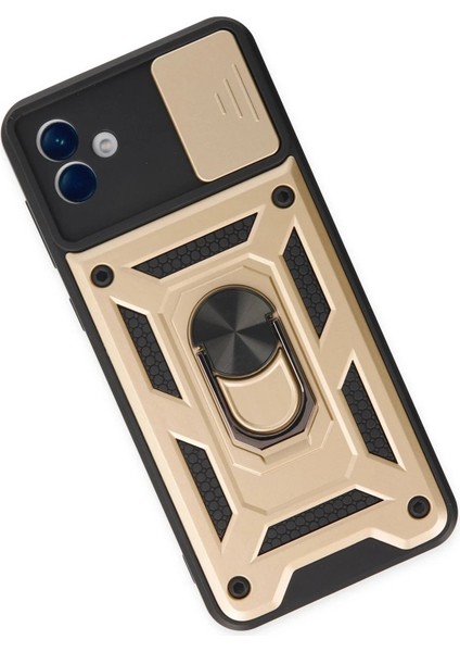 Newface Samsung Galaxy A04 Kılıf Pars Lens Yüzüklü Silikon - Gold modelleri