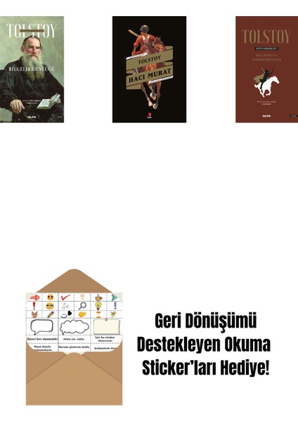 Tolstoy Bütün Eserleri 16 + Hacı Murat + Tolstoy Bütün Eserleri 14 (Ciltli) + Okuma Sticker'ları