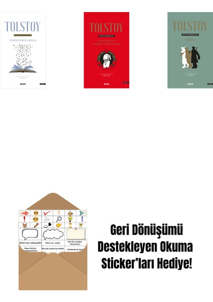 Tolstoy Bütün Eserleri 17 + Tolstoy Bütün Eserleri 15 (Ciltli) + Tolstoy Bütün Eserleri 13 (Ciltli) + Okuma Sticker'ları